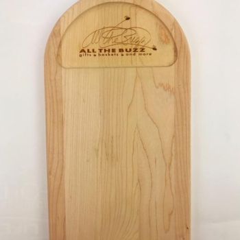 Cutting board customized and branded for gift basket